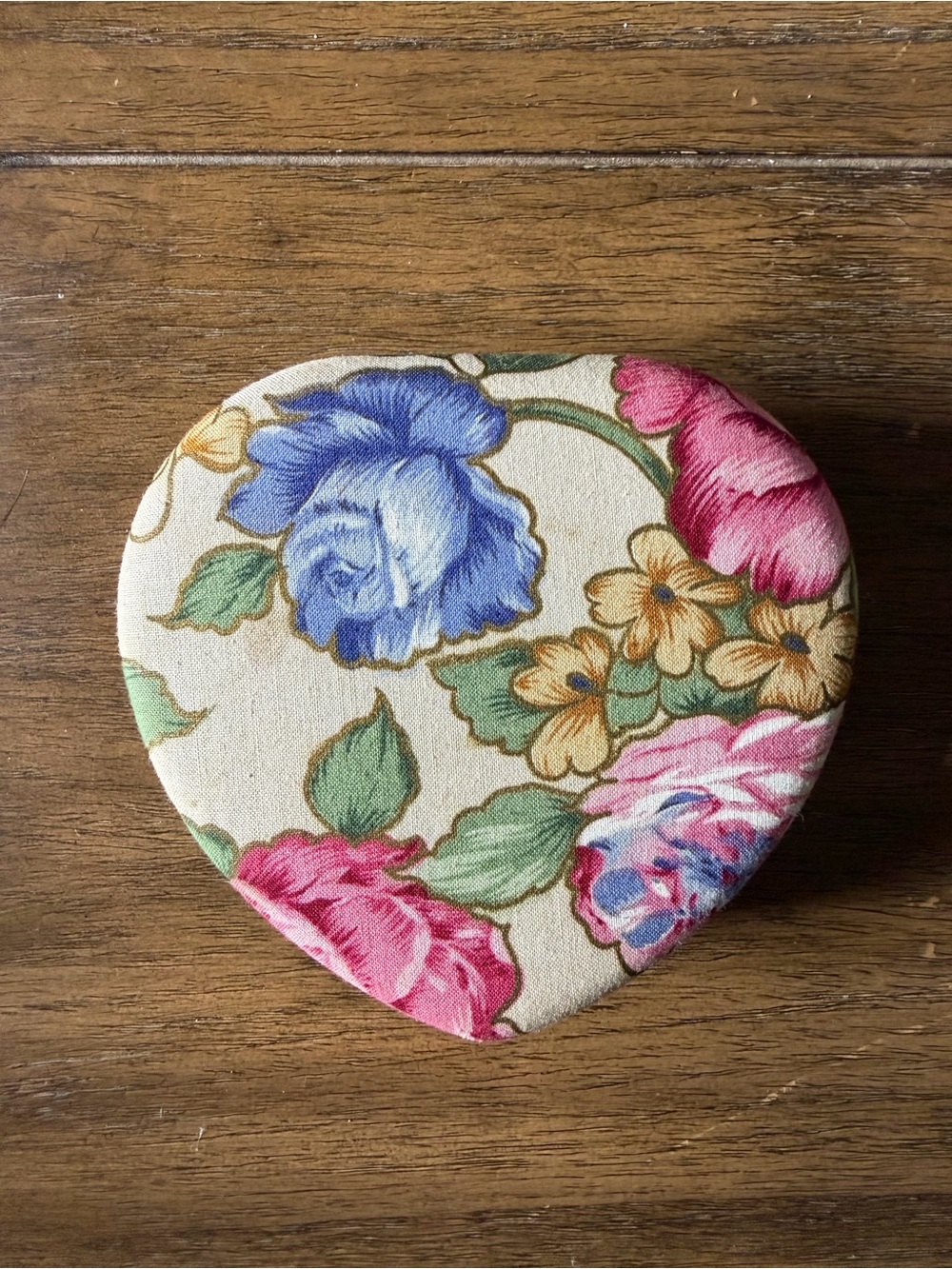 Floral Heart-Shaped Key & Card Holder in Pink, Blue & Green